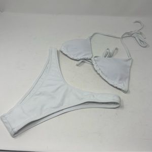 NWOT Matte Collection White String Bikini 2 Piece Set Size Small
